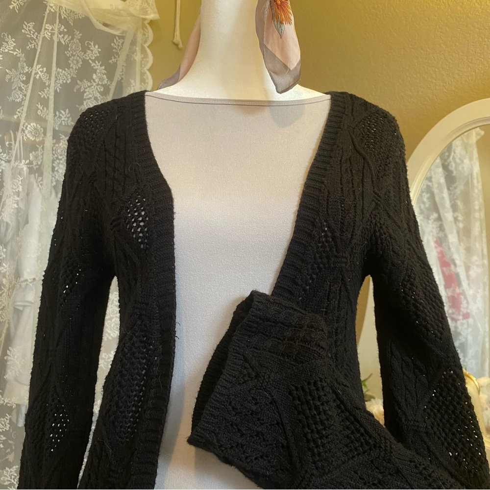 Black crochet cardigan